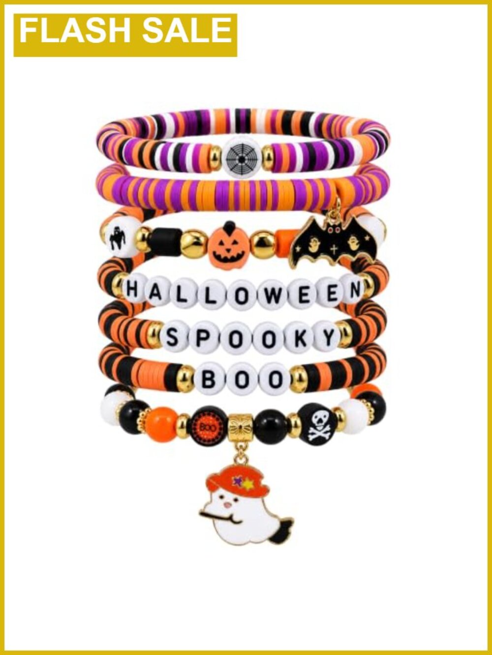 Halloween Beaded Stretch Bracelets Set Party Favors Stackable